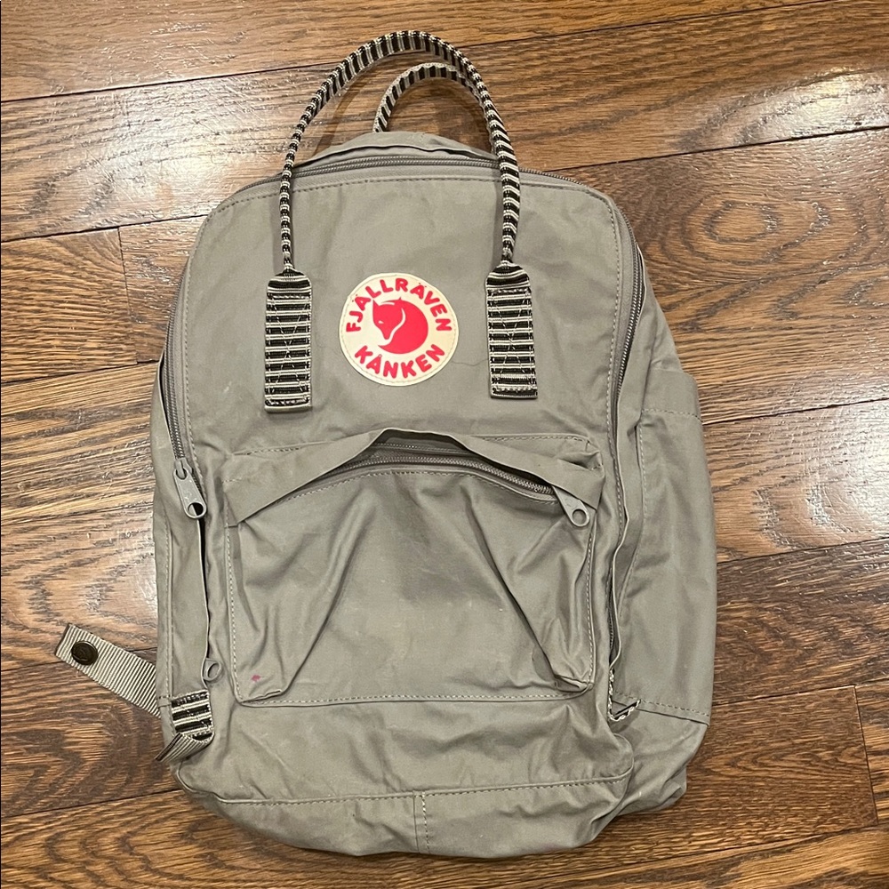 Fjallraven Kanken Backpack in Olive Green with Red Logo